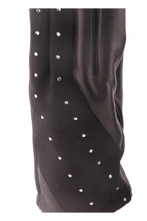 Black gloves with white strass applications Capri Gloves | CA2509NERO